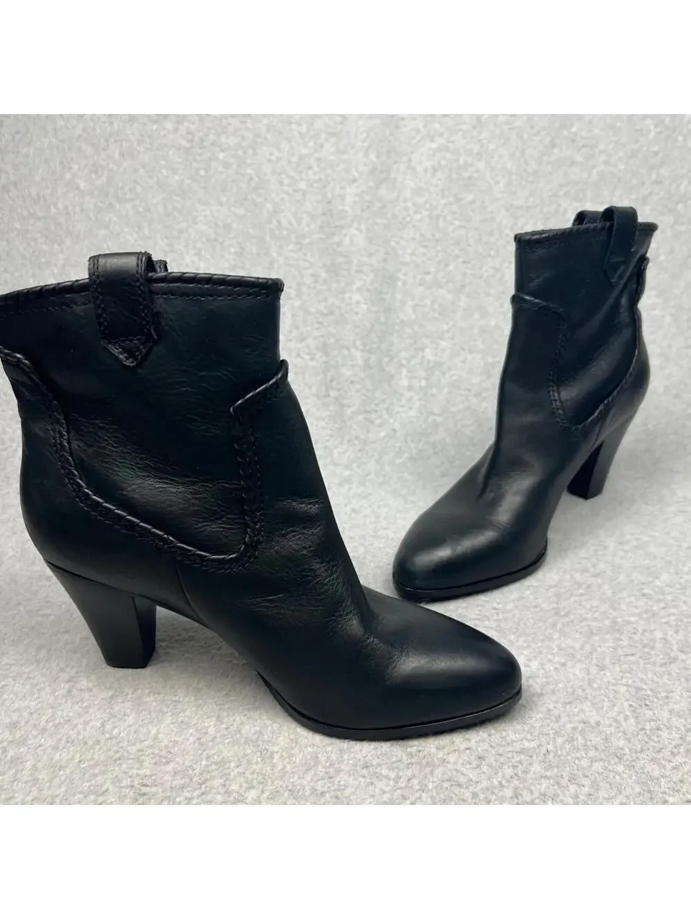 Karl Lagerfeld Black Leather Ankle Boots Bootie Western Womens 11 Cowgirl